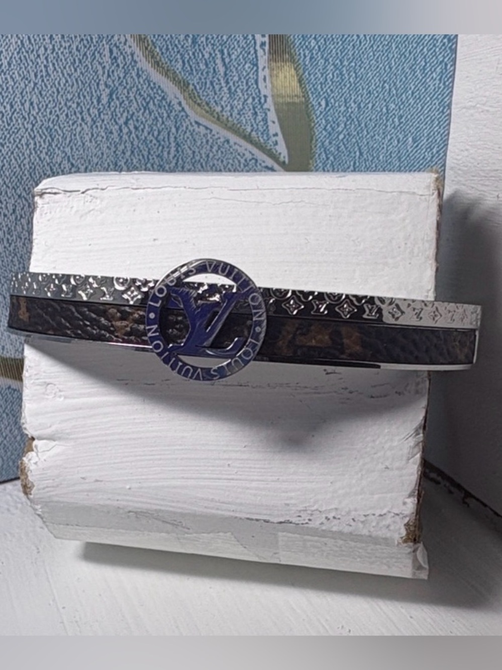 Double Band Bracelet with Silver Circle with initials NWOT